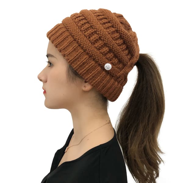 Ponytail talvihattu - ruskea