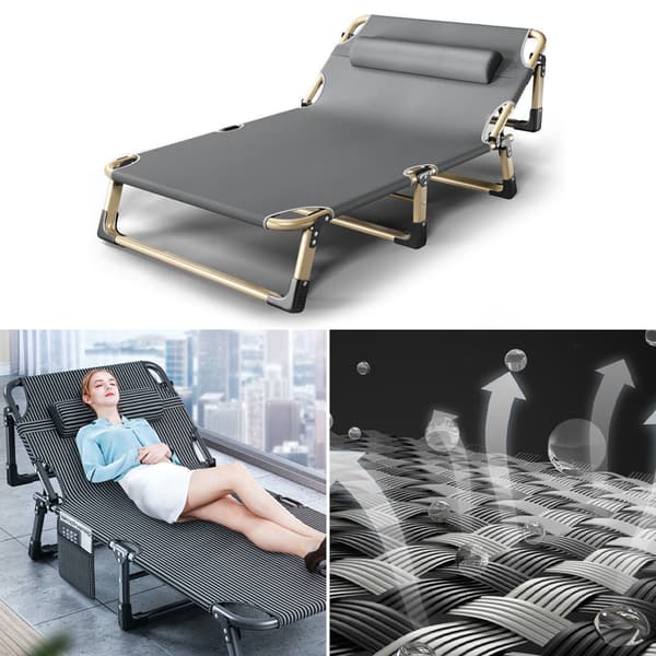 BUSINESS hopfällbar campingsäng, kanot PREMIUM 75 cm - grå färg 3