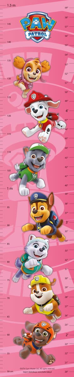 Paw Patrol -korkeustaulukko - vaaleanpunainen