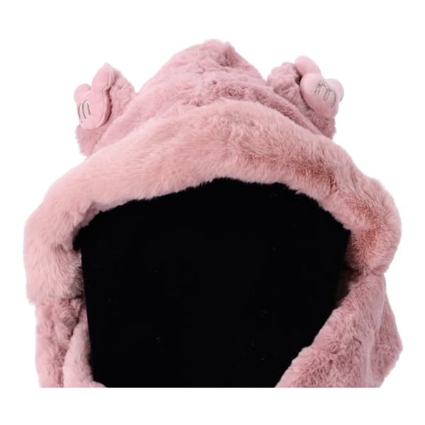 Børnehue i plys med tørklæde og handsker 3i1 til børn i alderen 2 til 12 - pink