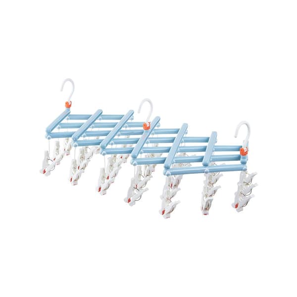 Praktisk foldbar bøjle med clips, 29 clips, lyseblå