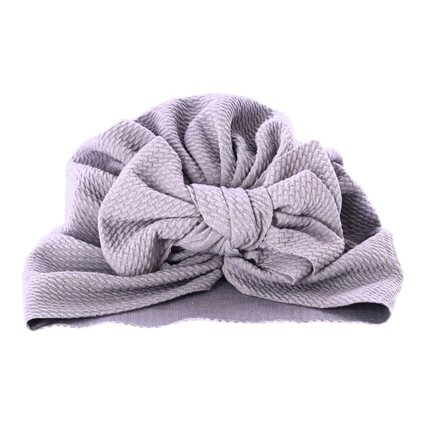 Baby turban med sløjfe, pigehue - grå