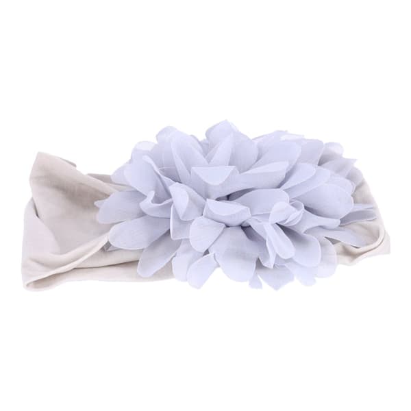 Baby pannband med en blomma - grå, bred