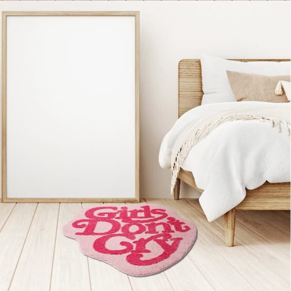 Dekorativt blødt tæppe "Girl's don't cry" 80 x 80 cm - pink