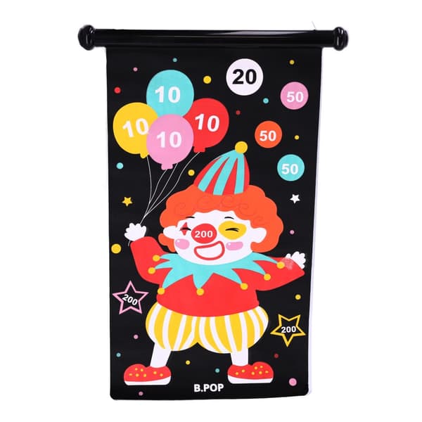 Magnetisk darttavla, dubbelsidig med clowndart