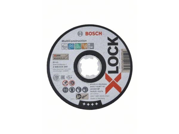 Bosch X-LOCK MULTI CONSTRUCTION, levyleikkuri, Putki, Kevytbetoni, Terästä, Profiili, Kivi, Kirjometalli, Bosch, 2,22 cm, 11,5 cm, Musta, Valkoinen