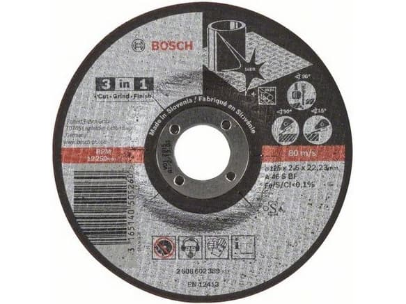 Bosch 3-in-1 A 46 S BF - Skärskiva - för metall, rostfritt stål - 125 mm