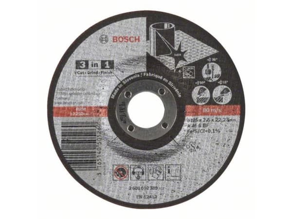 Bosch 3-in-1 A 46 S BF - Skärskiva - för metall, rostfritt stål - 125 mm