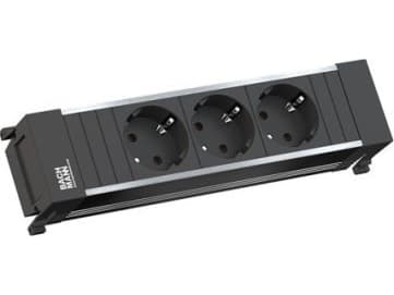 Bachmann 916.1192, 2 m, inomhus, Typ F, Gjuten aluminium, Svart, 3 AC-utgångar