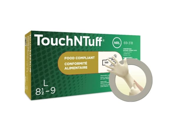 Ansell TouchNTuff 69318100 100 kpl Luonnonlateksi Kertakäyttökäsineiden koko (käsineet): XL, 9.5, 10 EN 21420:2020