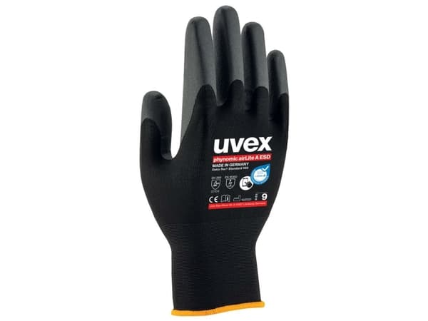 Uvex phynomic airLite A ESD, Verkstedhansker, Sort, Blå, Voksen, Voksen, Unisex, Ingen mønster