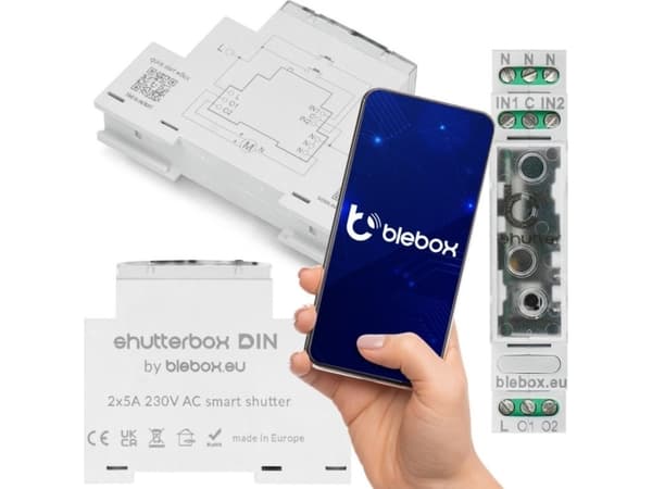 BleBox ShutterBox DIN - rullaverho ohjain 230V WiFi - Android/iOS sovellus