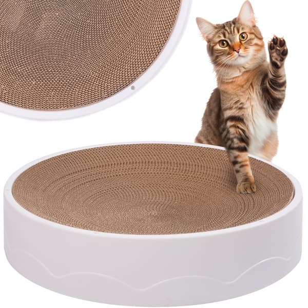 En stor pap kradsestolpe til en kat, til at kradse, et KAT-LIGGENDE legetøj, rundt