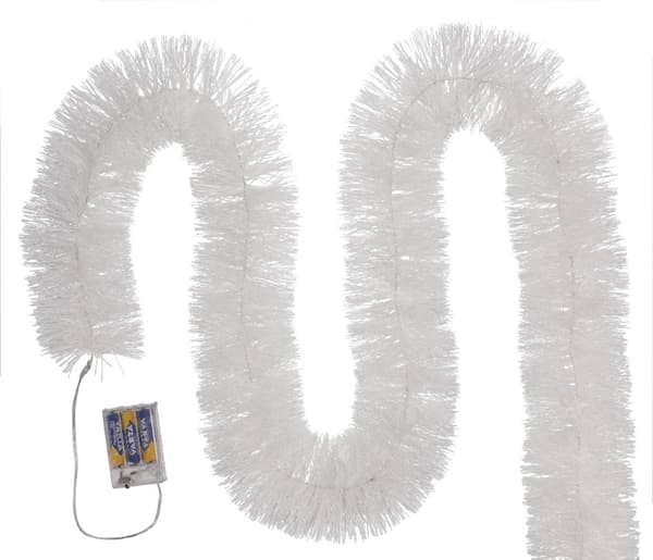Joulukuusen LED-ketju, valkoinen, paristokäyttöinen, JOULUKUUSEEN, 6 metriä