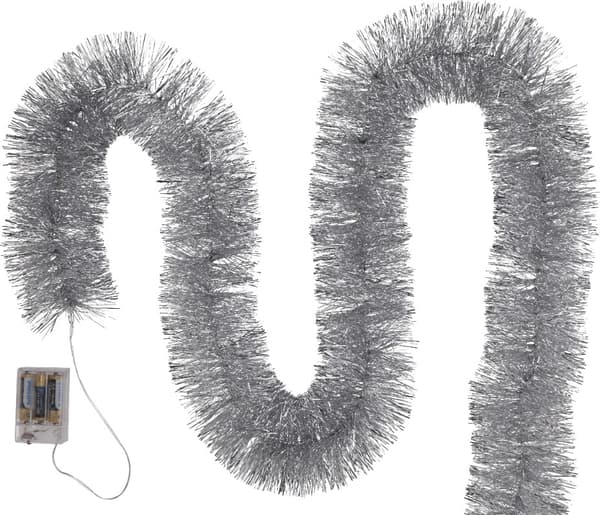 Joulukuusen hopea LED-ketju, paristokäyttöinen, JOULUKUUSEEN, 6 metriä