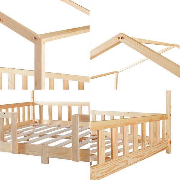 Juniorsäng Treviolo hussäng med sängskydd 200x120cm furu [en.casa]