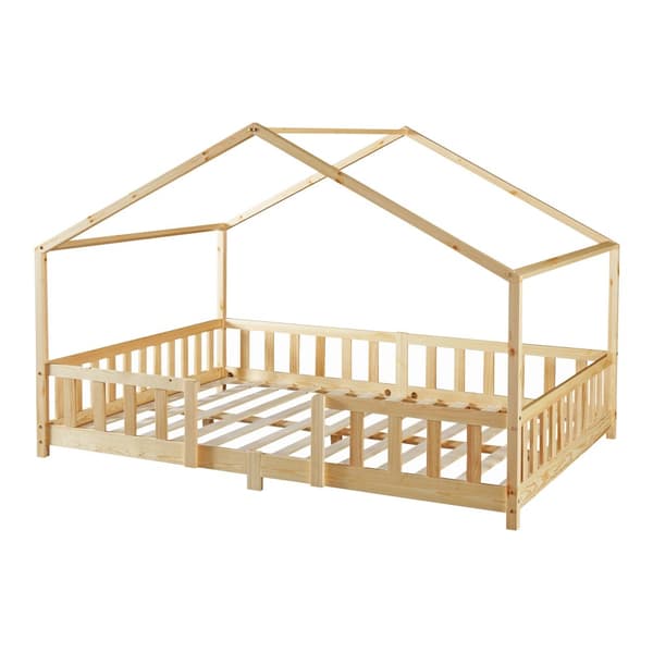 Juniorsäng Treviolo hussäng med sängskydd 200x120cm furu [en.casa]