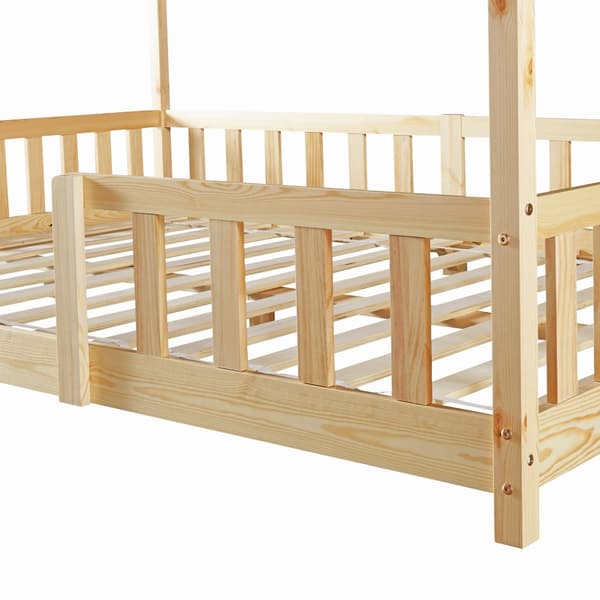 Juniorsäng Treviolo hussäng med sängskydd 200x140cm furu [en.casa]