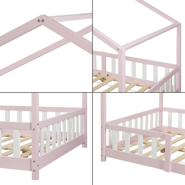 Hussäng Treviolo med sängskydd 200x140cm furu rosa [en.casa]