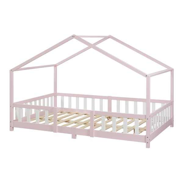 Hussäng Treviolo med sängskydd 200x120cm furu rosa [en.casa]