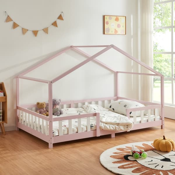 Hussäng Treviolo med sängskydd 200x120cm furu rosa [en.casa]