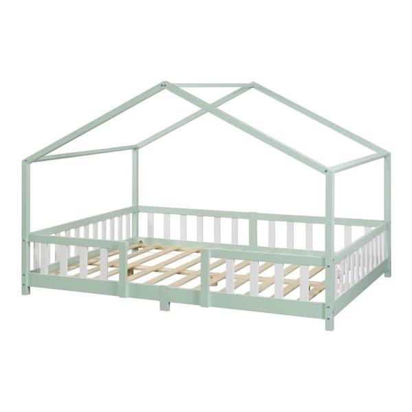 Hussäng Treviolo med sängskydd 200x120cm furu mintfärg [en.casa]