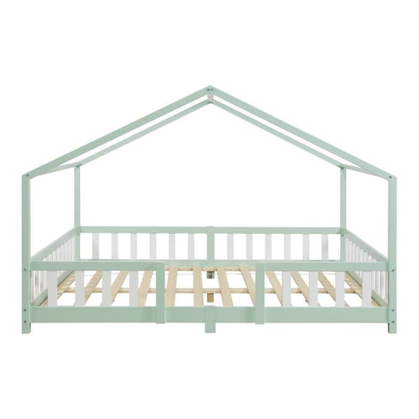 Hussäng Treviolo med sängskydd 200x120cm furu mintfärg [en.casa]
