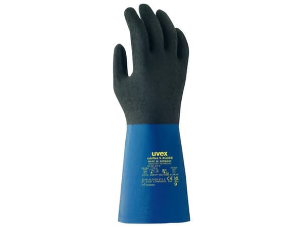 Uvex rubiflex S XG35B, Fabrikkhansker, Sort, Blå, Voksen, Voksen, Unisex, Slitebestandig, Motstandsdyktig mot kjemikalier, Varmebestandig, Oljebestan