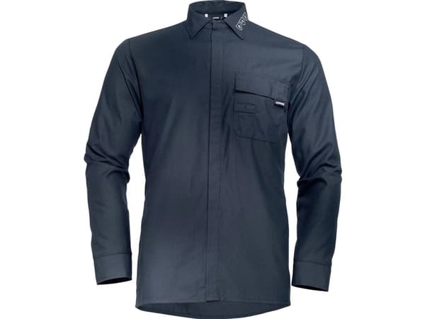 Uvex 8931248, Skjorte, Mann, Marineblå, 47/48, Klaffestenging, Hekte og malje, trykk knapp, Bomull, Modakryl
