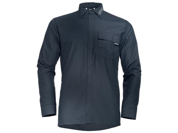 Uvex 8931248, Skjorte, Mann, Marineblå, 47/48, Klaffestenging, Hekte og malje, trykk knapp, Bomull, Modakryl