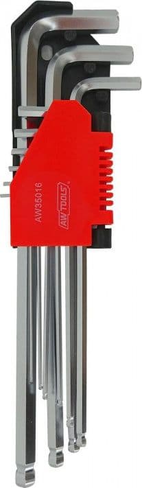 AW-Tools AWTools sekskantnøkler, 9 deler med ball (AW35016)