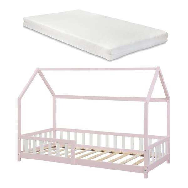 Hussäng Hesel inkl. madrass 200x90 cm furu rosa [en.casa]