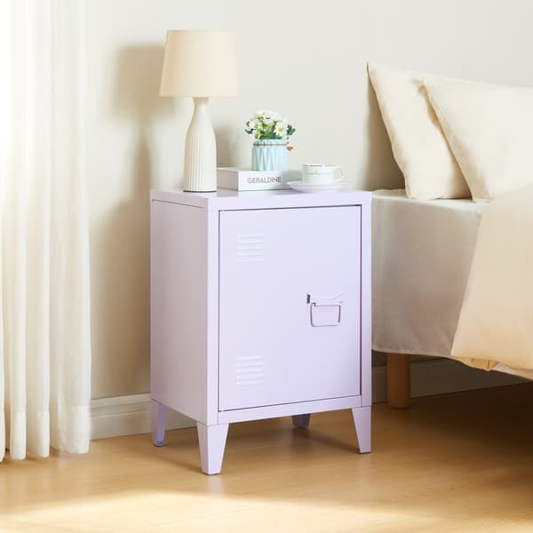 Sängbord Inari set om 2 stål 57x40x30 cm lila [en.casa]