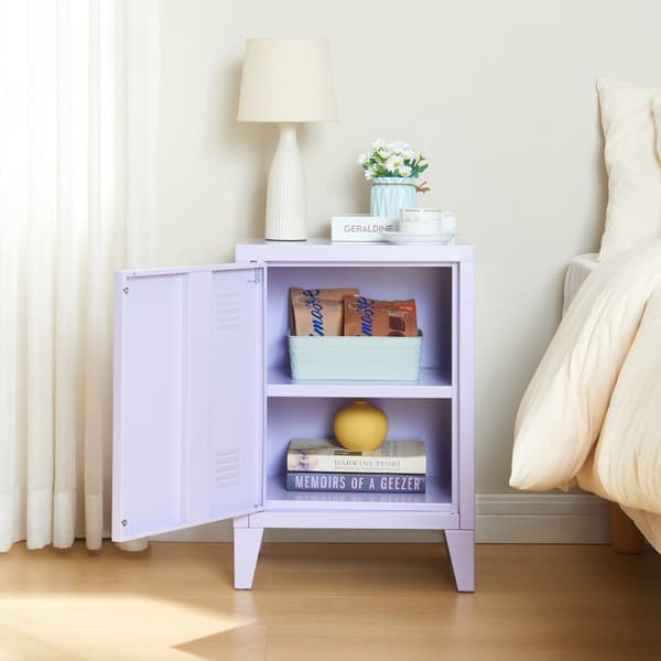Sängbord Inari set om 2 stål 57x40x30 cm lila [en.casa]