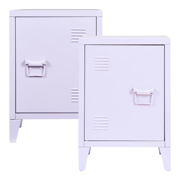 Sängbord Inari set om 2 stål 57x40x30 cm lila [en.casa]