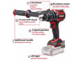 Miniatyrbilde 4 av 5: Einhell TP-CD 18/120 Li-i BL, Boremaskin med pistolgrep, Børstet, Sort, Rød, 1,3 cm, 2100 RPM, 1,5 mm - SOLO