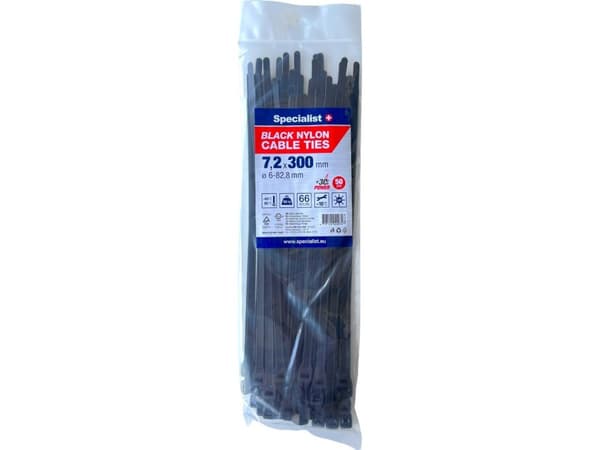 Specialist+ SPECIALIST+ nylon. strap, black, 7.2x300 mm, 50 pcs.