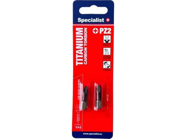 SPECIALIST+ screwdriver bit TITAN CARBON, PZ2, 25 mm, 2 pcs