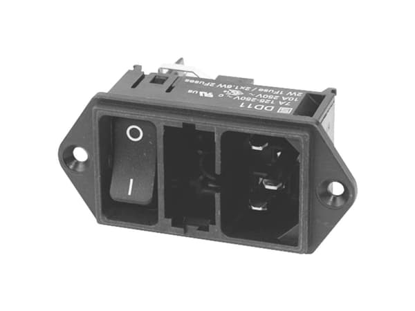 Schurter DD11.0121.1111 IEC-liitin Pistoke, suora Kokonaisnapaluku: 3 10 mA Musta 1 kpl