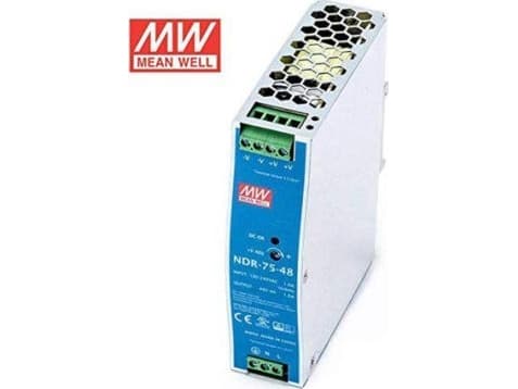 Mean Well NDR-75-48 Virtalähde DIN-kiskoon 48 V/DC 1,6 A 75 W Lähtöjen määrä: 1 x Sisältö 1 kpl Sininen, Metallinen