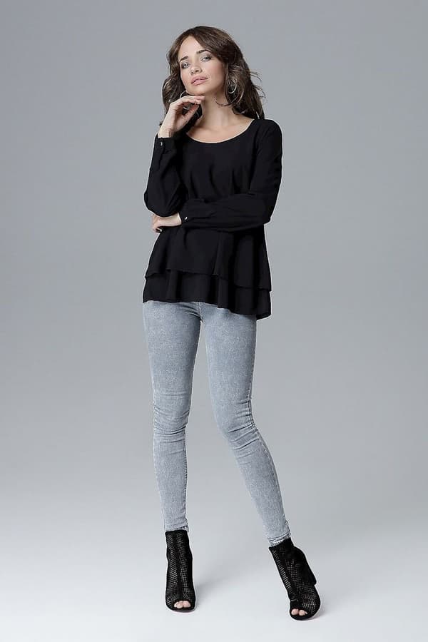 Blus med vid nederdel black XL