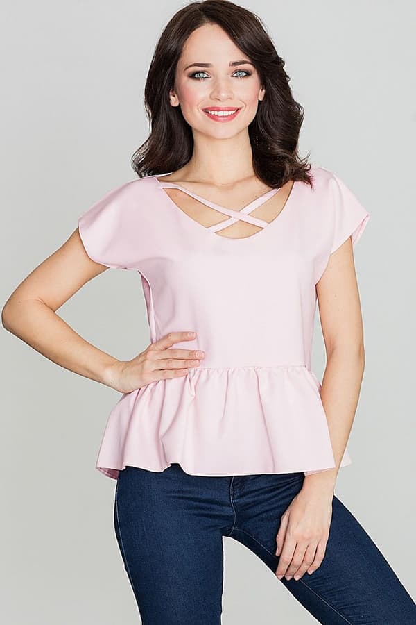 Topp med volang pink L/XL