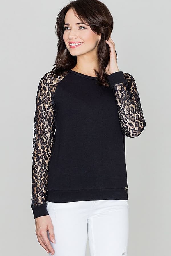 Blus med spetsarm