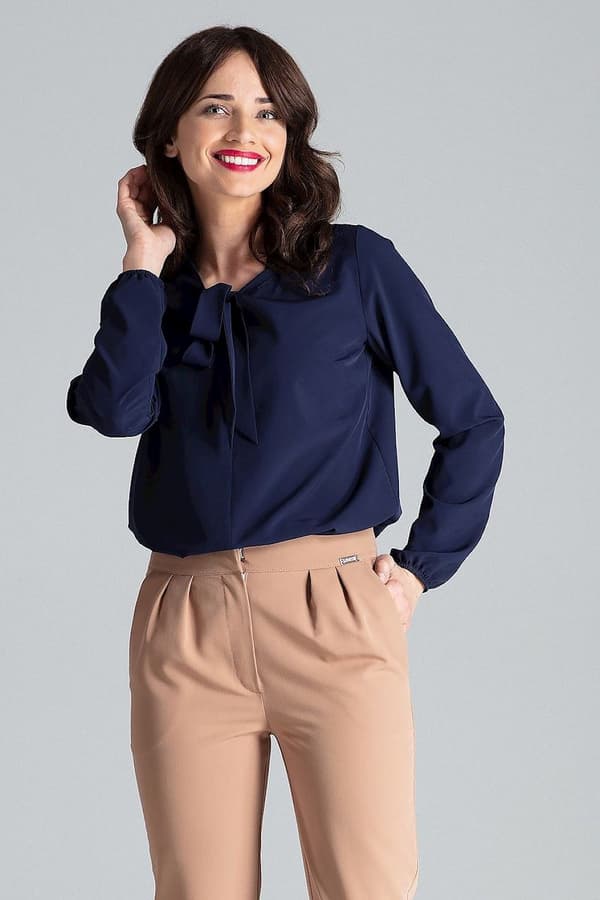 Blus med knyt framtill navy blue XL