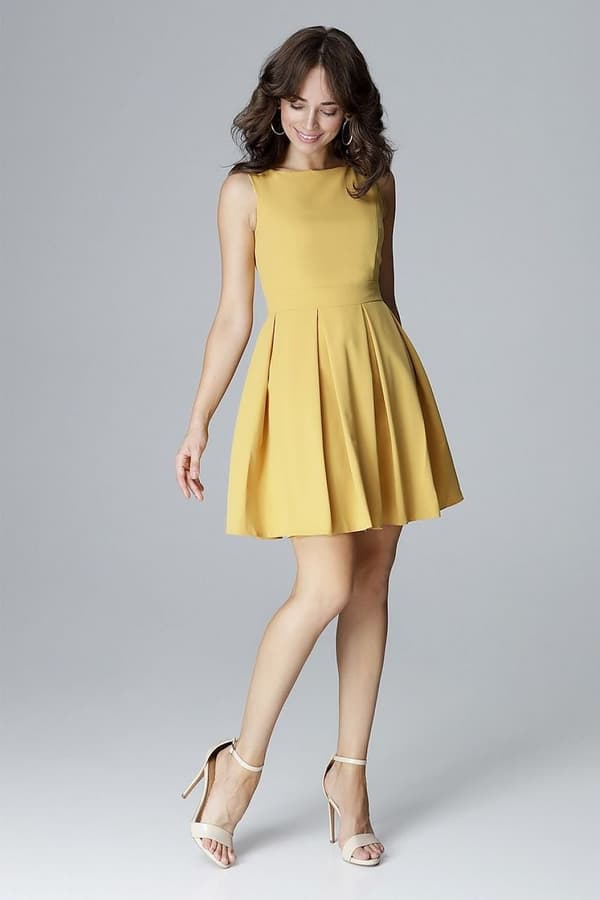 Klänning med volanger yellow XL