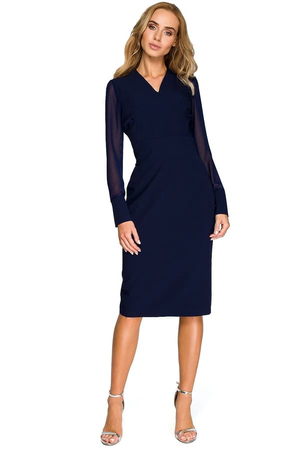 Klänning med lång ärm navy blue XL