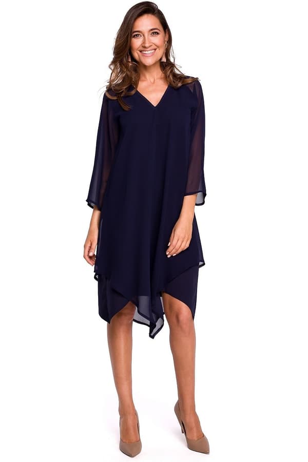 Klänning med lång ärm navy blue XXL