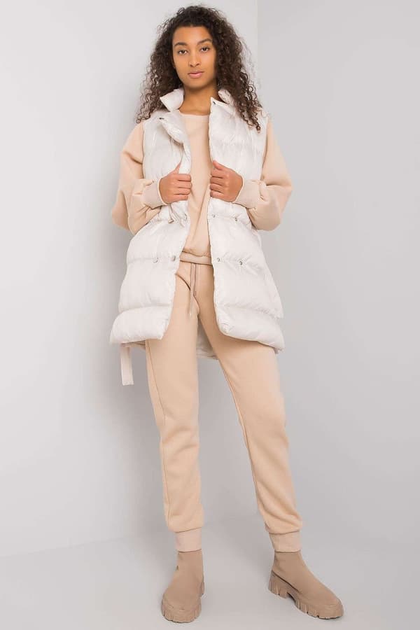 Set Mjukisbyxor, sweatshirt och väst Ex Moda beige S/M