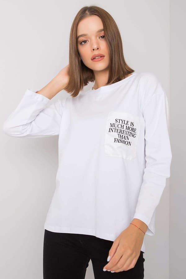 Blus med texttryck white L