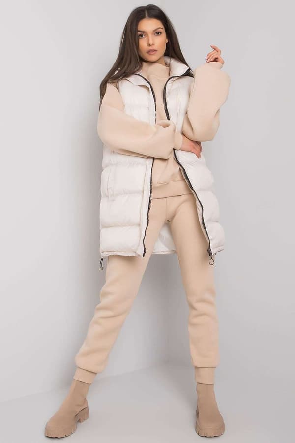 Set Mjukisbyxor, sweatshirt och väst Ex Moda beige 2 S/M